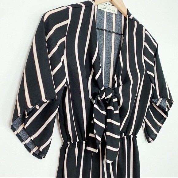 VINTAGE HAVANA Women's Small Jumpsuit Striped Wide Leg Tie Front Made in USA - Picture 8 of 14